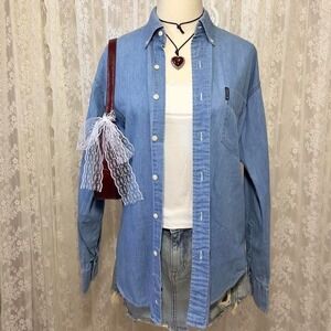 Vintage Y2K Chaps Ralph Lauren Denim Button Up Long Sleeve Womens‎ Large Western